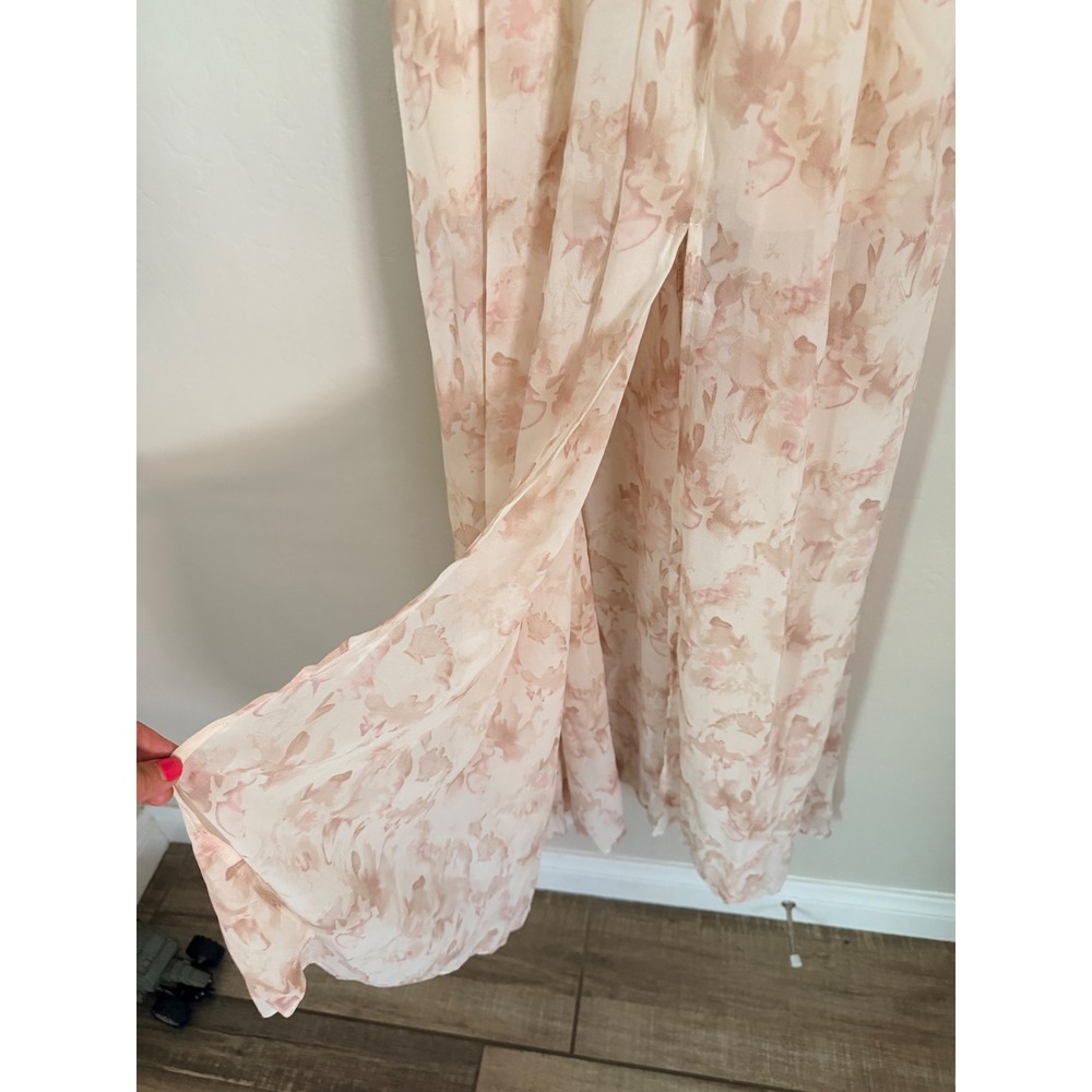Baltic Born Floral Maxi Dress Pink Cream Flutter Sleeve V-Neck Wrap Faux Small - Picture 8 of 8